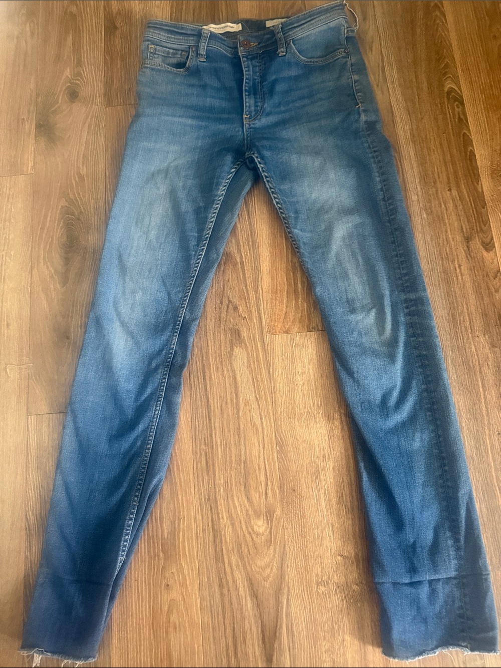 Anthropologie Straight-Leg Washed Blue Jeans